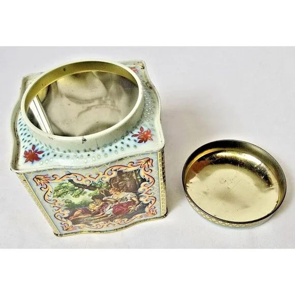 Vintage Daher Biscuit Tin Romance In The Forest Scene 4 1/2" - Picture 2 of 16